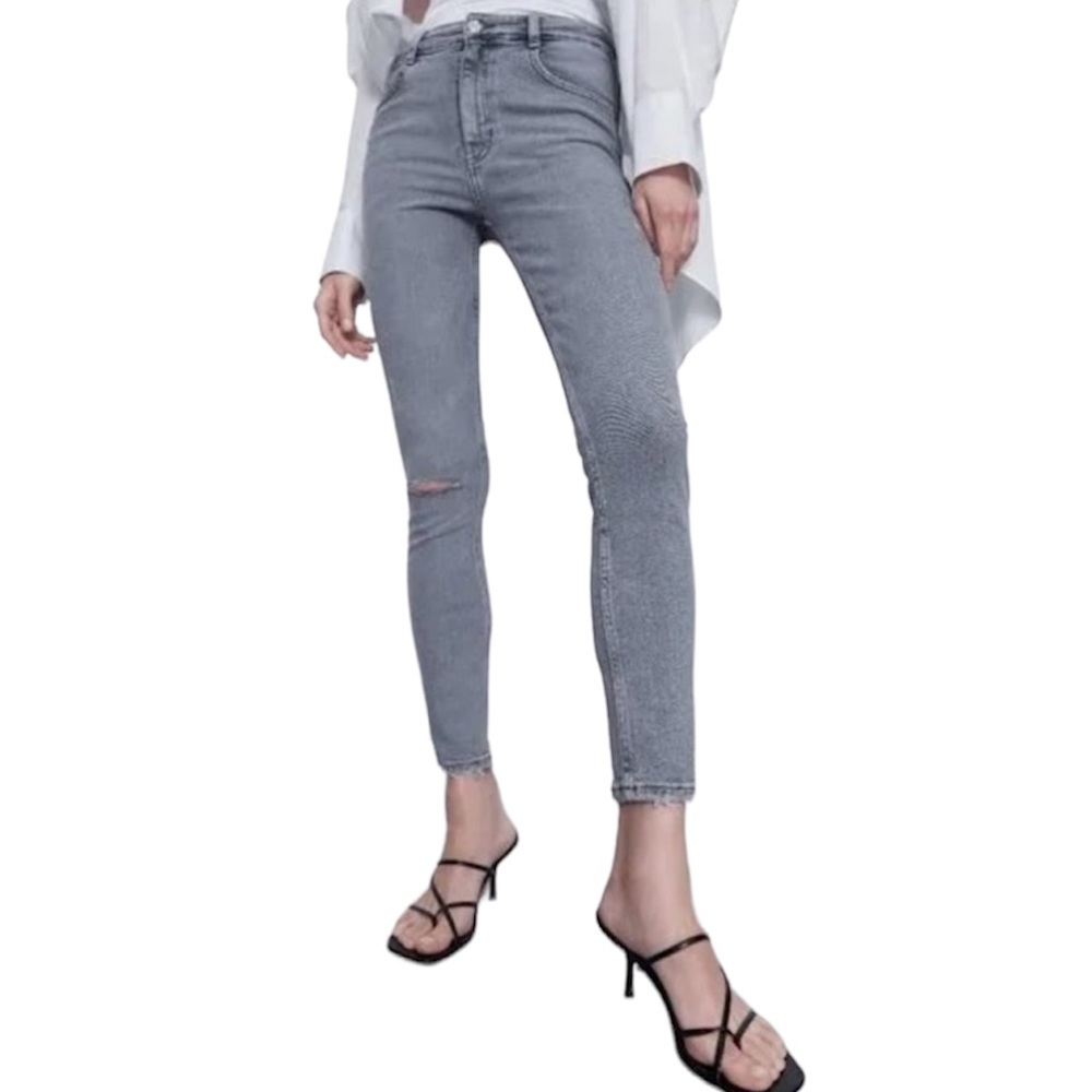 Zara Hi-Rise Gray Vintage Skinny Ankle Jeans Size 8 NWT